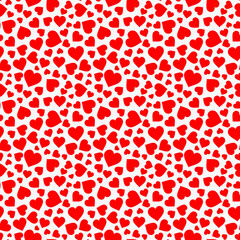 Seamless stylish red pattern with hearts in valentines day.