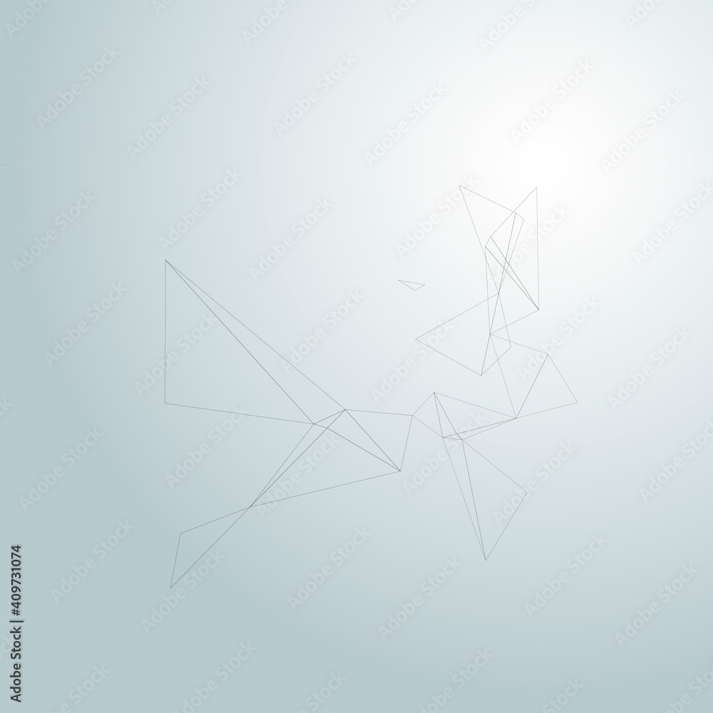 Poster vector chaotic connect black lines. modern background