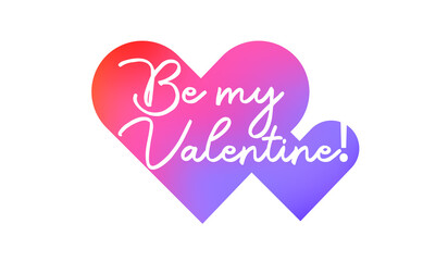 Valentine holiday poster design. Heart shape, creative lettering and cartoon style boy and girl. Vector illustration.