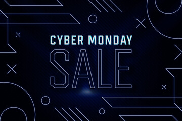 Cyber Monday neon sale banner background