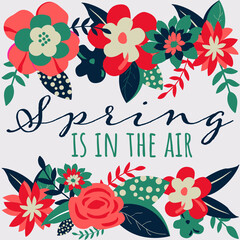 Set of flowers, Vector Illustration, Spring Greeting