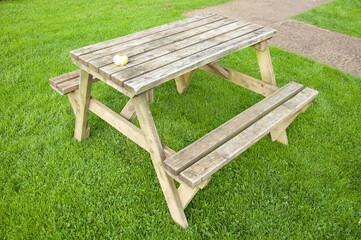 Wooden bench in the park