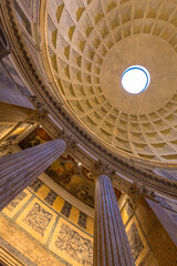 Pantheon temple interior in Rome, Italy