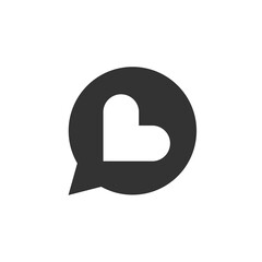 Love heart chat bubble icon. Love messsage, love conversation. Stock Vector illustration isolated on white background.