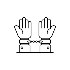 Fototapeta premium Handcuffs vector outline icon style illustration. EPS 10 file 