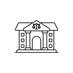 Courthouse vector outline icon style illustration. EPS 10 file 