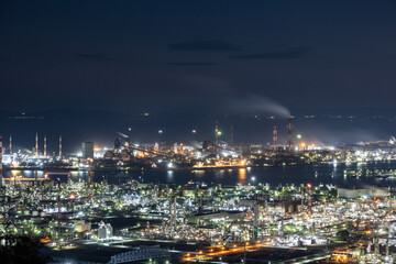 水島コンビナートの工場夜景