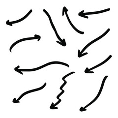 Set of rough hand drawn, handmade elements arrows, waypoints isolated on white background EPS Vector