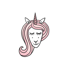 Cute unicorn face isolated for your design