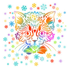 Fototapeta na wymiar Graphic stylized kitten face. Vector illustration