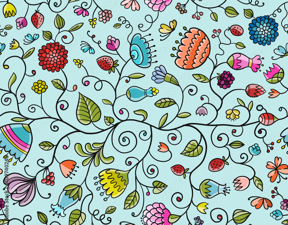 Poster magic garden background. seamless pattern for your design