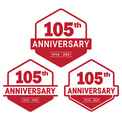 105 years anniversary celebration logotype. 105th anniversary logo collection. Set of anniversary design template. Vector and illustration. 