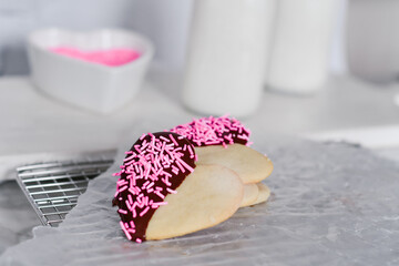 Heart-Shaped Cookies with Chocolate and Candy