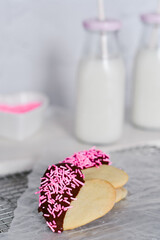 Heart-Shaped Cookies with Chocolate and Candy
