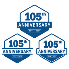 105 years anniversary celebration logotype. 105th anniversary logo collection. Set of anniversary design template. Vector and illustration. 
