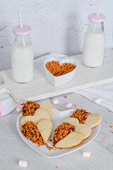 Heart-Shaped Cookies with Chocolate and Candy