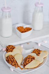 Heart-Shaped Cookies with Chocolate and Candy