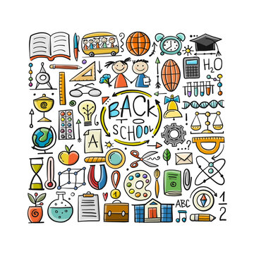 Back to School. Icons set. Art Background for your design
