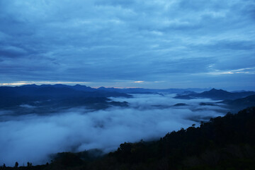 Obraz premium Beautiful Sea of Mist in Betong , Thailand. in morning time