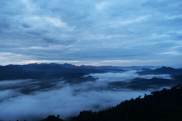 Beautiful Sea of Mist in Betong , Thailand. in morning time
