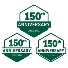 150 years anniversary celebration logotype. 150th anniversary logo collection. Set of anniversary design template. Vector and illustration. 