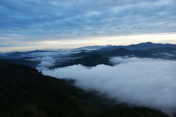 Beautiful Sea of Mist in Betong , Thailand. in morning time