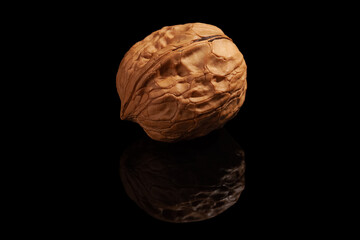 Walnut on black background