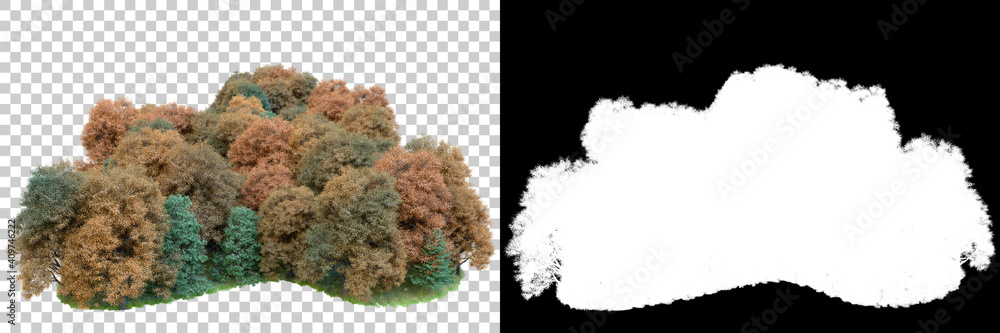 Aufkleber autumn forest scene with cgi trees. 3d rendering - illustration