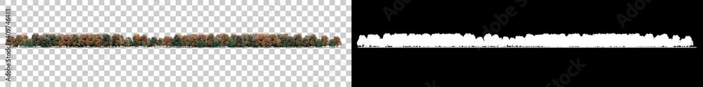 Aufkleber autumn forest scene with cgi trees. 3d rendering - illustration