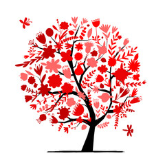 Greeting card with floral tree for your design
