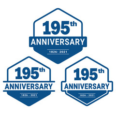 195 years anniversary celebration logotype. 195th anniversary logo collection. Set of anniversary design template. Vector and illustration. 