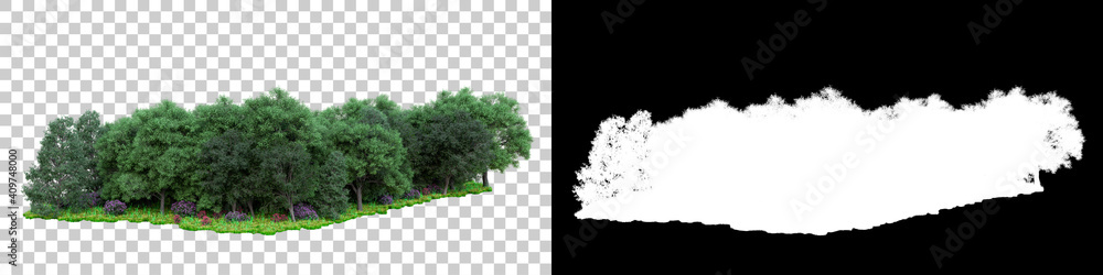 Poster forest isolated with mask. image useful for banners and posters or photo manipulations. 3d rendering