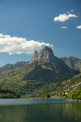 view of mountains in the Aragonese Pyrenees, in the province of Huesca, Spain.