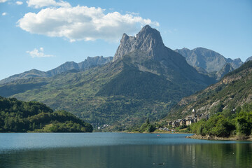 view of the Lanuza reservoir located in the Aragonese Pyrenees in the province of Huesca, Spain