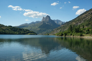 view of the Lanuza reservoir located in the Aragonese Pyrenees in the province of Huesca, Spain