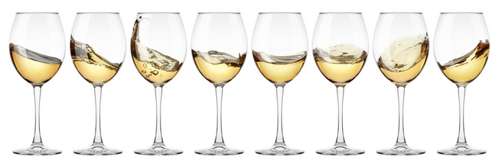 white Wine in glass isolated on white background, full depth of field, clipping path