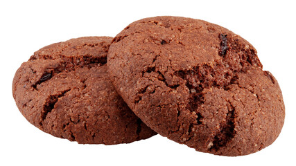 Chocolate chip cookie, isolated on white background, clipping path, full depth of field