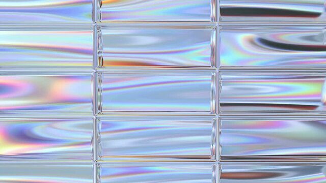 Looping Abstract color background. Rainbow reflection. Holographic Rainbow foil.