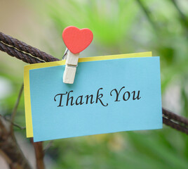 Thank you note clipped on a rope.