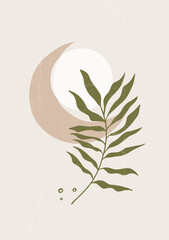 Abstract  Sun leaves print boho minimalist printable wall art