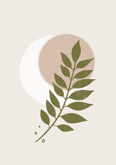 Abstract  Sun leaves print boho minimalist printable wall art