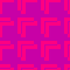 Vector geometric seamless pattern. Abstract texture with square shapes, grid, lattice. Stylish modern background in vibrant colors, neon pink, magenta. Simple repeat design for print, decor, cover