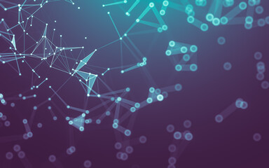 Abstract background. Molecules technology with polygonal shapes, connecting dots and lines. Connection structure. Big data visualization.