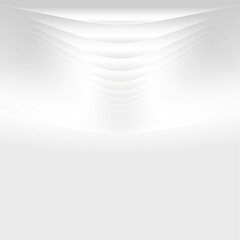Abstract black and white, shiny and wavy curved lines perspective background.