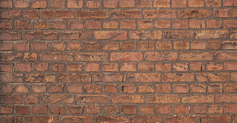 texture of old grunge red brick wall background	
