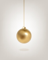 Golden Christmas ball isolated on white background. Vector illustration.