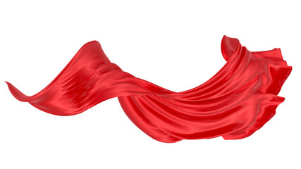 Beautiful flowing fabric of red wavy silk or satin. 3d rendering image.