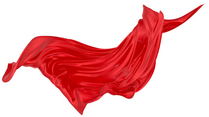 Beautiful flowing fabric of red wavy silk or satin. 3d rendering image.