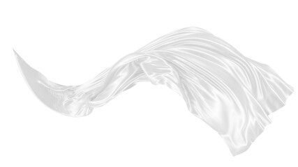 Beautiful flowing fabric of white wavy silk or satin. 3d rendering image.