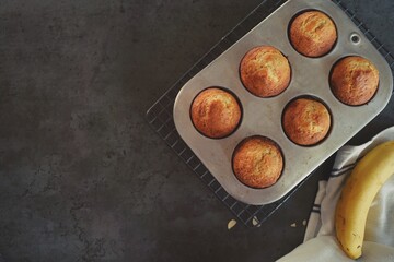 Homemade Banana Muffins, selective focus